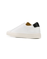 weiße und schwarze Leder niedrige Sneakers von Common Projects