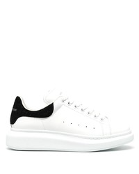 weiße und schwarze Leder niedrige Sneakers von Alexander McQueen