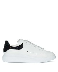 weiße und schwarze Leder niedrige Sneakers von Alexander McQueen