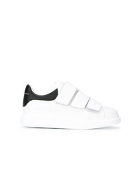 weiße und schwarze Leder niedrige Sneakers von Alexander McQueen