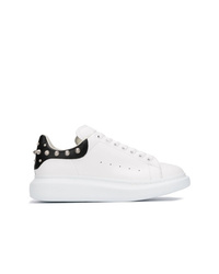 weiße und schwarze Leder niedrige Sneakers von Alexander McQueen