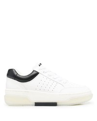 weiße und schwarze Leder niedrige Sneakers von Amiri