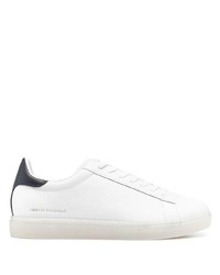 weiße und schwarze Leder niedrige Sneakers von Armani Exchange