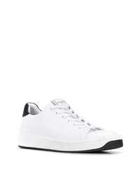 weiße und schwarze Leder niedrige Sneakers von Balmain