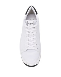 weiße und schwarze Leder niedrige Sneakers von Balmain