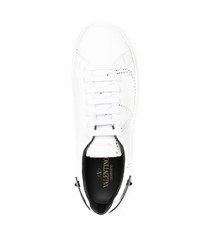 weiße und schwarze Leder niedrige Sneakers von Valentino Garavani