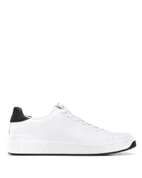 weiße und schwarze Leder niedrige Sneakers von Balmain
