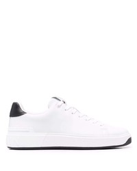weiße und schwarze Leder niedrige Sneakers von Balmain
