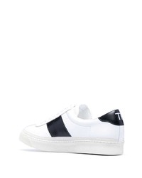 weiße und schwarze Leder niedrige Sneakers von Tom Ford