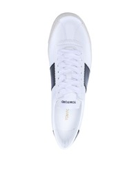 weiße und schwarze Leder niedrige Sneakers von Tom Ford