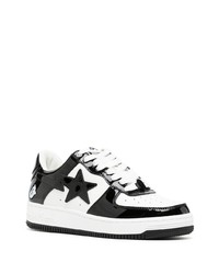 weiße und schwarze Leder niedrige Sneakers von A Bathing Ape