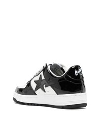 weiße und schwarze Leder niedrige Sneakers von A Bathing Ape