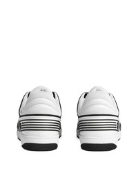 weiße und schwarze Leder niedrige Sneakers von Gucci