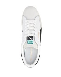 weiße und schwarze Leder niedrige Sneakers von Puma