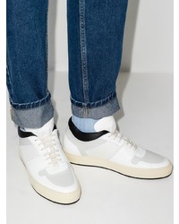 weiße und schwarze Leder niedrige Sneakers von Common Projects