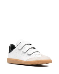 weiße und schwarze Leder niedrige Sneakers von Isabel Marant