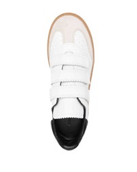 weiße und schwarze Leder niedrige Sneakers von Isabel Marant