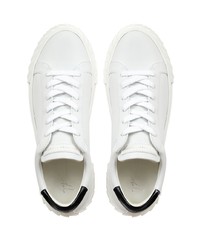 weiße und schwarze Leder niedrige Sneakers von Giuseppe Zanotti