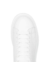 weiße und schwarze Leder niedrige Sneakers von Alexander McQueen