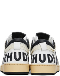 weiße und schwarze Leder niedrige Sneakers von Rhude