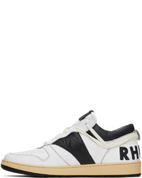 weiße und schwarze Leder niedrige Sneakers von Rhude