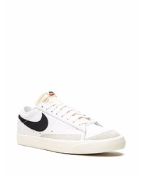 weiße und schwarze Leder niedrige Sneakers von Nike