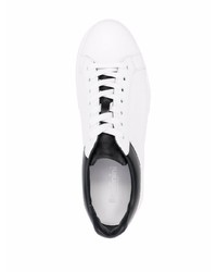 weiße und schwarze Leder niedrige Sneakers von Baldinini