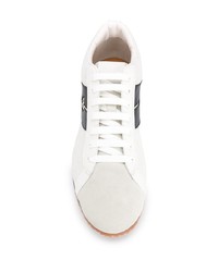 weiße und schwarze Leder niedrige Sneakers von Bally