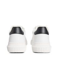 weiße und schwarze Leder niedrige Sneakers von Calvin Klein Jeans