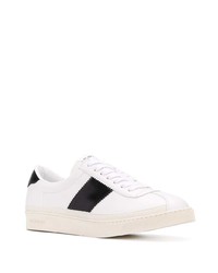 weiße und schwarze Leder niedrige Sneakers von Tom Ford