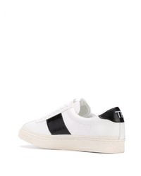 weiße und schwarze Leder niedrige Sneakers von Tom Ford