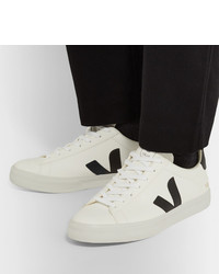 weiße und schwarze Leder niedrige Sneakers von Veja