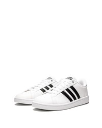 weiße und schwarze Leder niedrige Sneakers von adidas