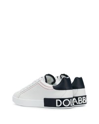 weiße und schwarze Leder niedrige Sneakers von Dolce & Gabbana