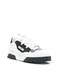 weiße und schwarze Leder niedrige Sneakers von John Richmond