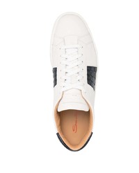 weiße und schwarze Leder niedrige Sneakers von Santoni