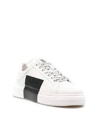 weiße und schwarze Leder niedrige Sneakers von John Richmond