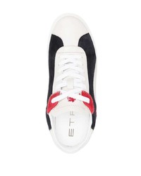 weiße und schwarze Leder niedrige Sneakers von Etro