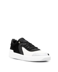 weiße und schwarze Leder niedrige Sneakers von Balmain