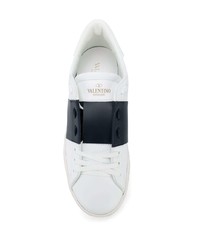 weiße und schwarze Leder niedrige Sneakers von Valentino Garavani