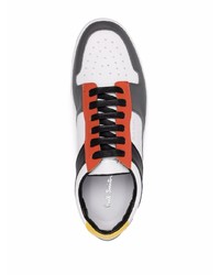 weiße und schwarze Leder niedrige Sneakers von Paul Smith