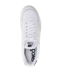 weiße und schwarze Leder niedrige Sneakers von Comme des Garcons Homme