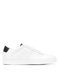 weiße und schwarze Leder niedrige Sneakers von Common Projects