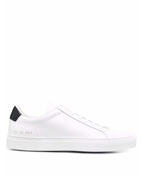 weiße und schwarze Leder niedrige Sneakers von Common Projects