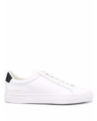 weiße und schwarze Leder niedrige Sneakers von Common Projects