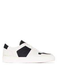 weiße und schwarze Leder niedrige Sneakers von Common Projects