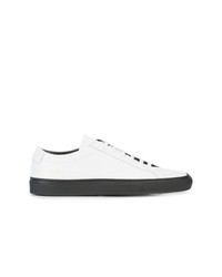 weiße und schwarze Leder niedrige Sneakers von Common Projects