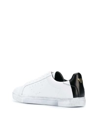 weiße und schwarze Leder niedrige Sneakers von Emporio Armani