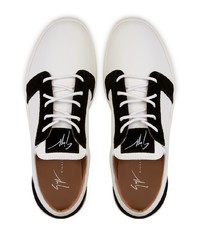 weiße und schwarze Leder niedrige Sneakers von Giuseppe Zanotti