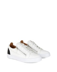 weiße und schwarze Leder niedrige Sneakers von Giuseppe Zanotti